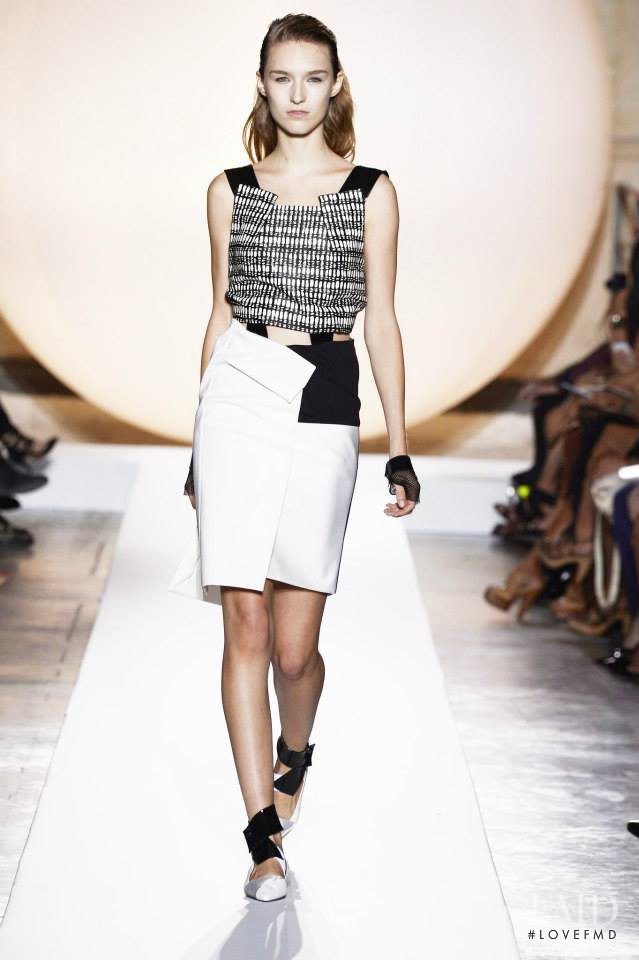Manuela Frey featured in  the Roland Mouret fashion show for Spring/Summer 2014