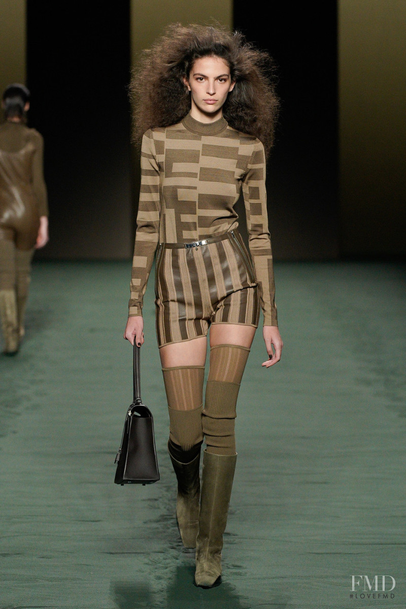 Africa Garcia featured in  the Hermès fashion show for Autumn/Winter 2022