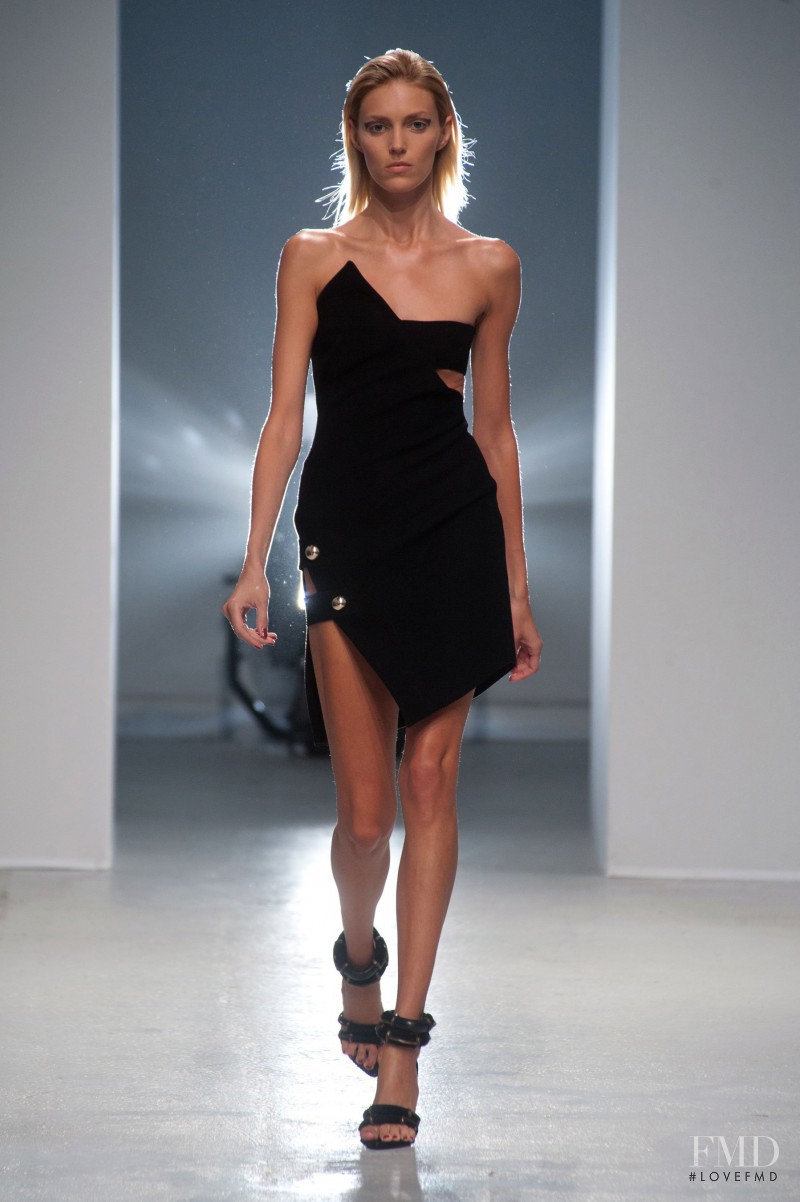Anja Rubik featured in  the Anthony Vaccarello fashion show for Spring/Summer 2014