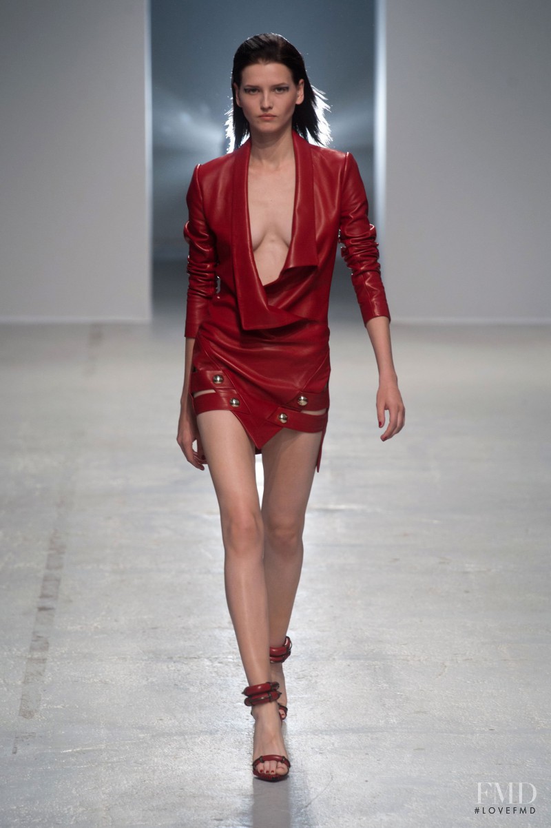 Katlin Aas featured in  the Anthony Vaccarello fashion show for Spring/Summer 2014