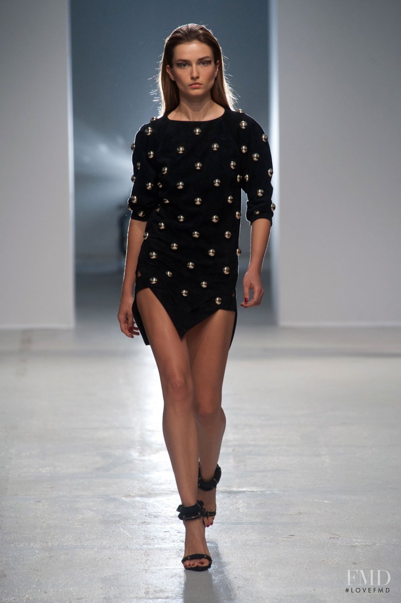 Andreea Diaconu featured in  the Anthony Vaccarello fashion show for Spring/Summer 2014