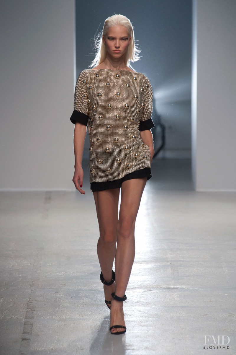 Sasha Luss featured in  the Anthony Vaccarello fashion show for Spring/Summer 2014