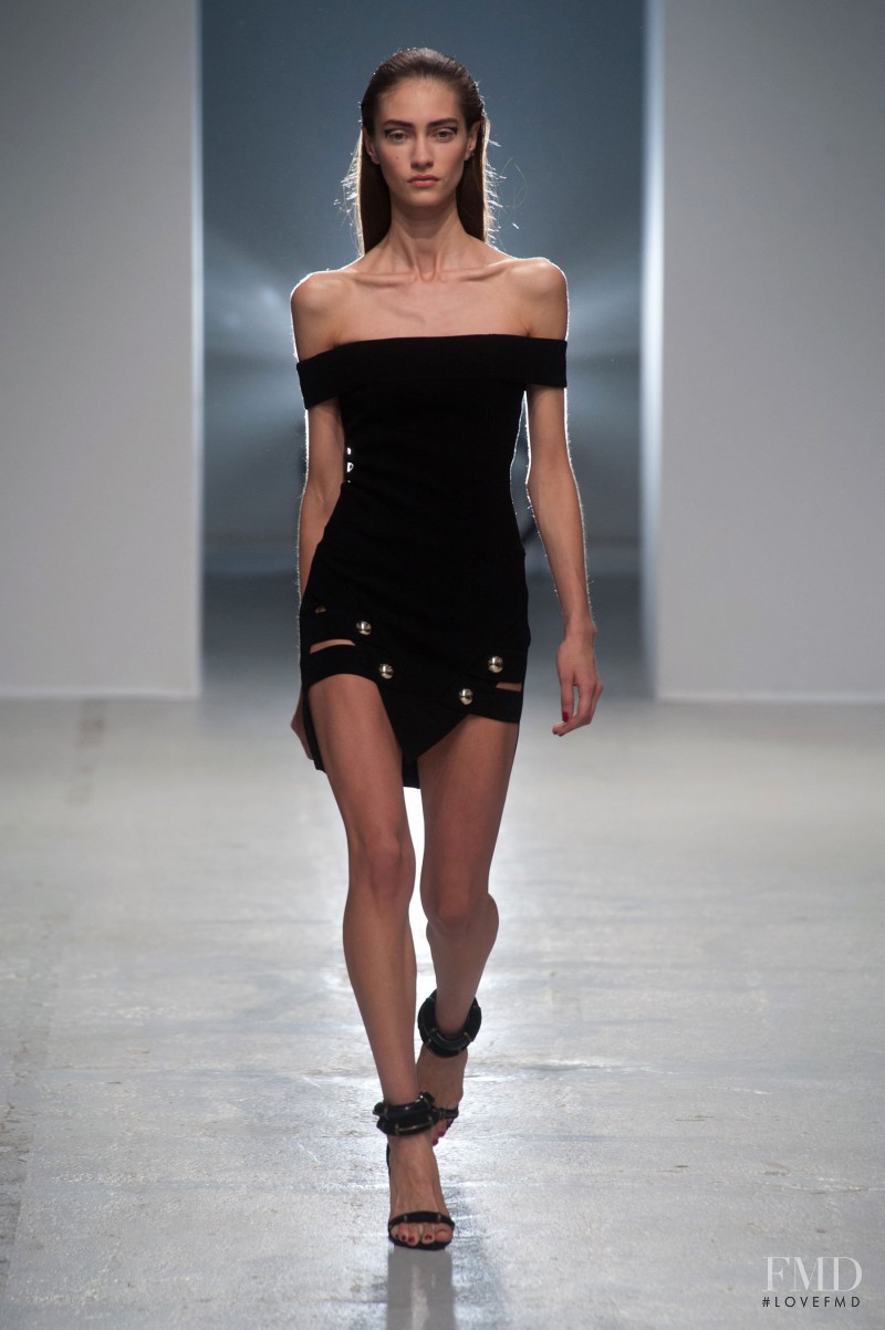 Marine Deleeuw featured in  the Anthony Vaccarello fashion show for Spring/Summer 2014