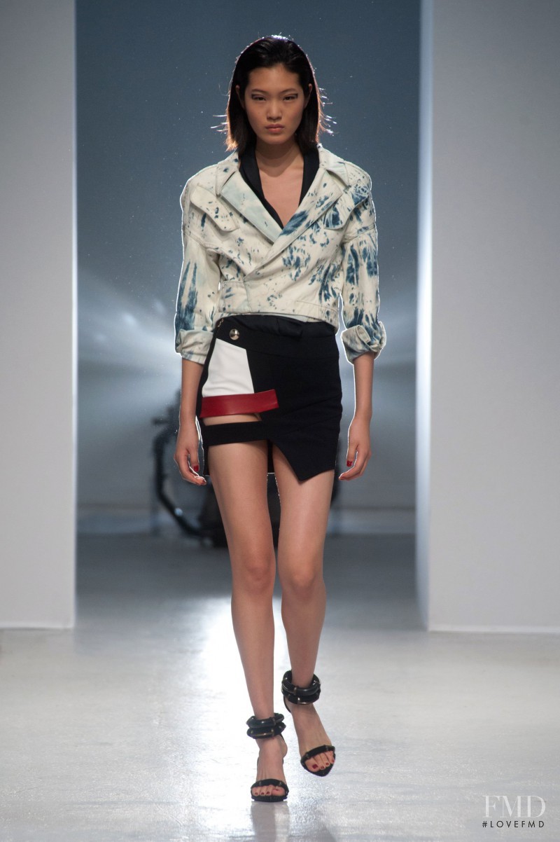 Chiharu Okunugi featured in  the Anthony Vaccarello fashion show for Spring/Summer 2014