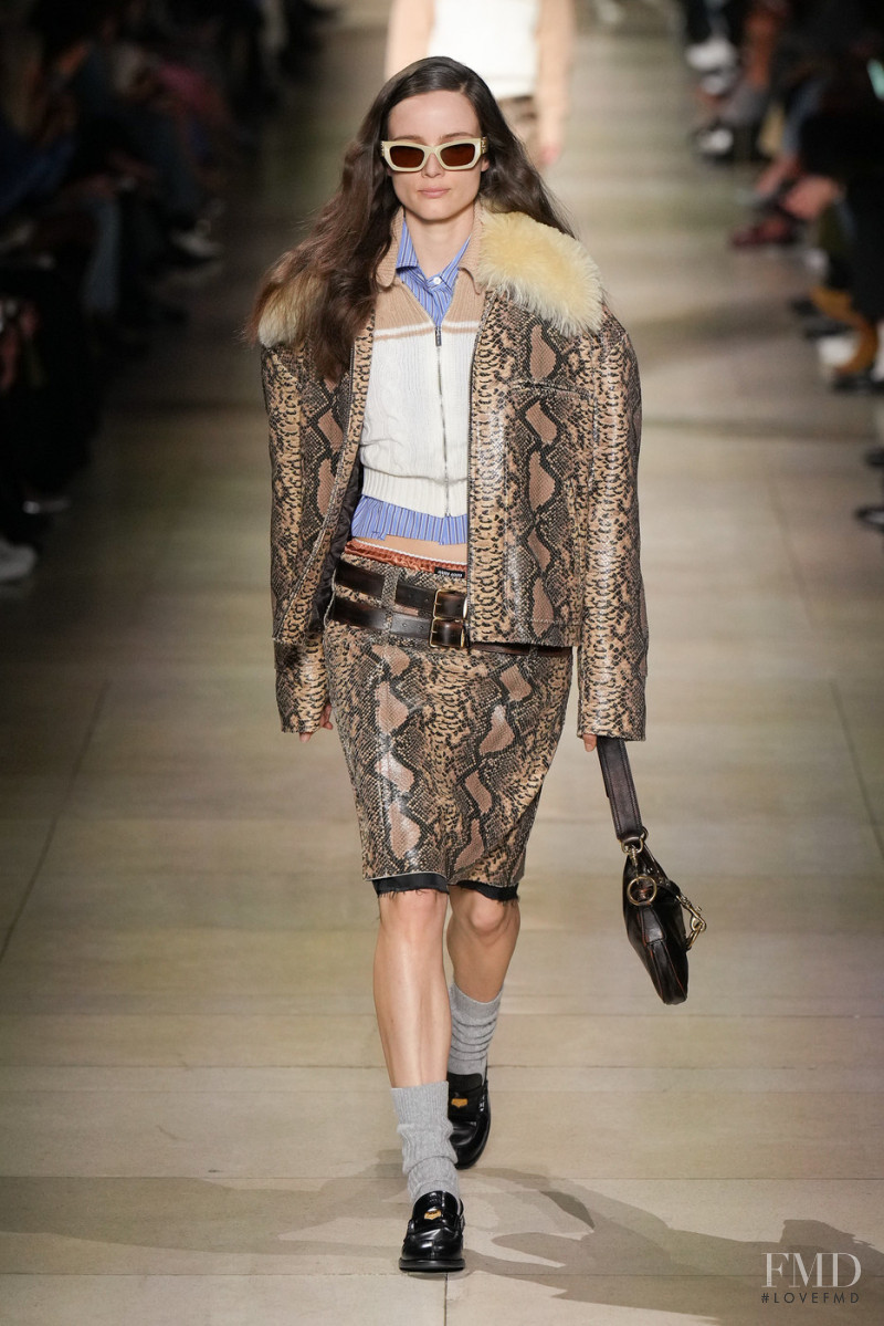 Anna de Rijk featured in  the Miu Miu fashion show for Autumn/Winter 2022