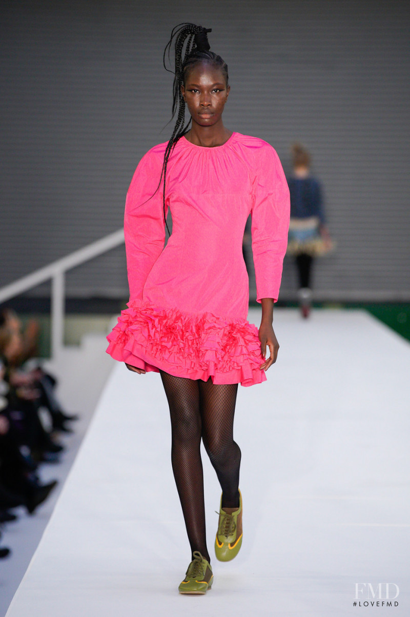 Adhel Bol featured in  the Molly Goddard fashion show for Autumn/Winter 2022