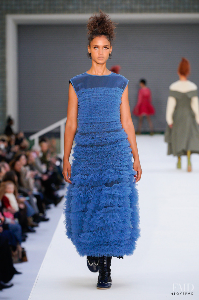 Malaika Holmen featured in  the Molly Goddard fashion show for Autumn/Winter 2022