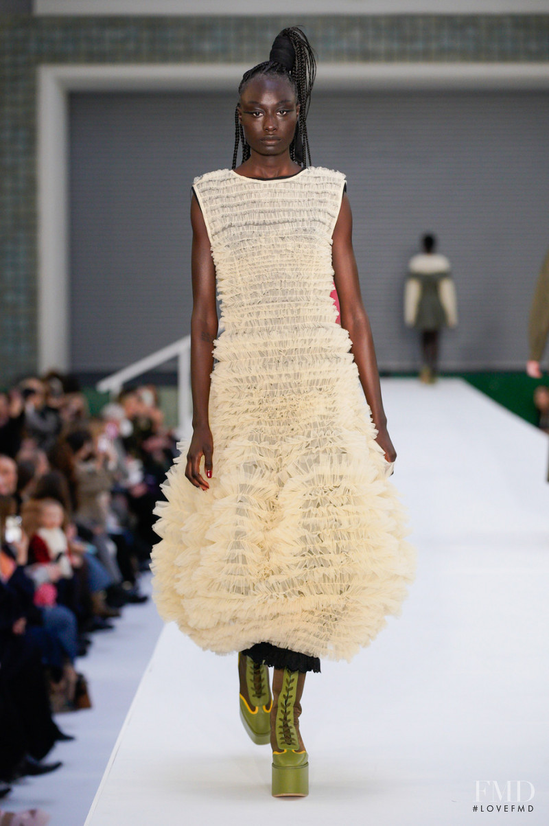 Nyagua Ruea featured in  the Molly Goddard fashion show for Autumn/Winter 2022