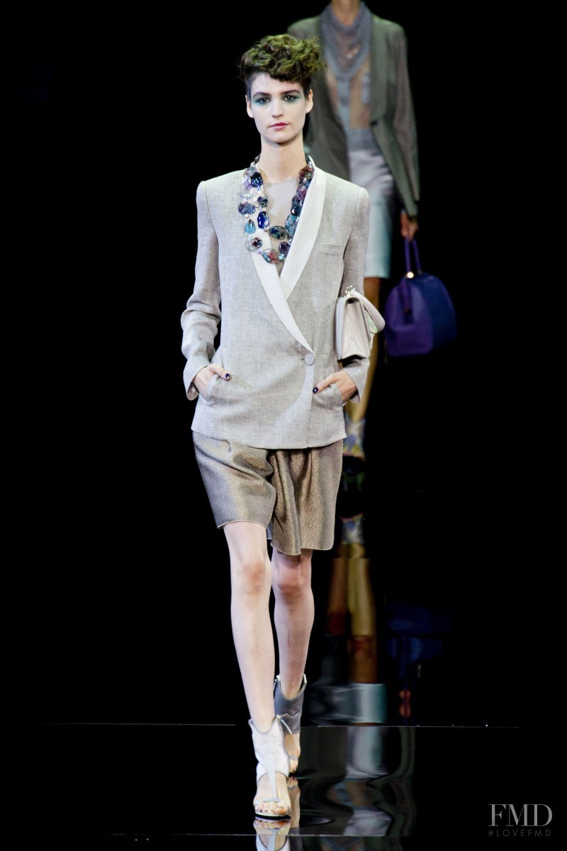 Manon Leloup featured in  the Giorgio Armani fashion show for Spring/Summer 2014