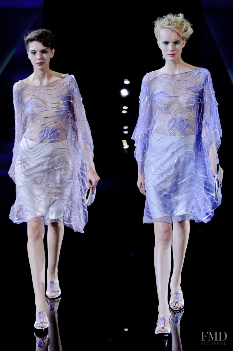 Kate Bogucharskaia featured in  the Giorgio Armani fashion show for Spring/Summer 2014