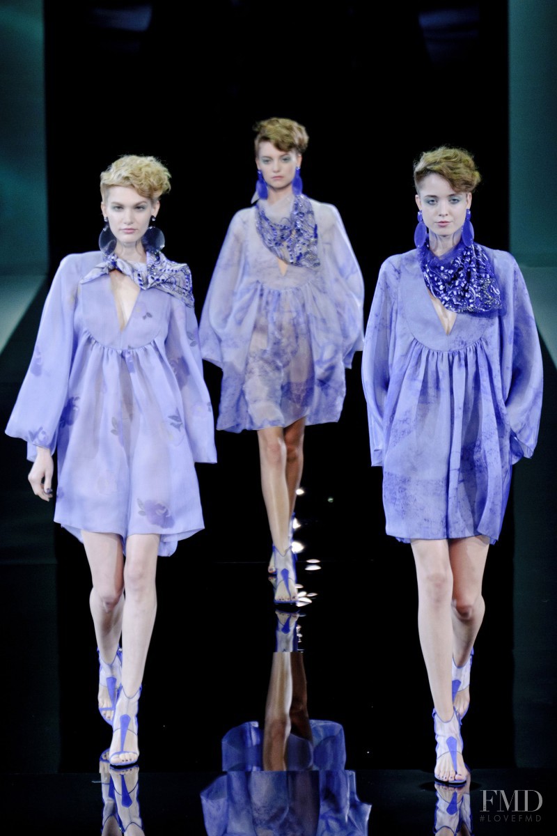 Irina Nikolaeva featured in  the Giorgio Armani fashion show for Spring/Summer 2014