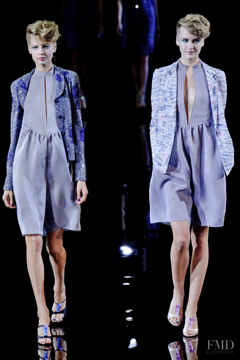 Elisabeth Erm featured in  the Giorgio Armani fashion show for Spring/Summer 2014