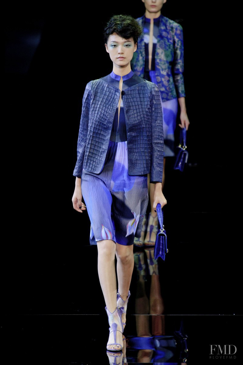 Tian Yi featured in  the Giorgio Armani fashion show for Spring/Summer 2014
