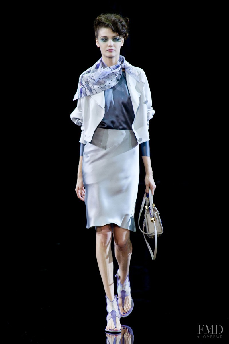 Diana Moldovan featured in  the Giorgio Armani fashion show for Spring/Summer 2014