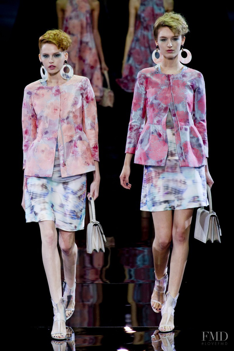 Manuela Frey featured in  the Giorgio Armani fashion show for Spring/Summer 2014