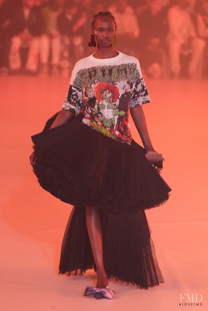 Nyarach Abouch Ayuel Aboja featured in  the Off-White fashion show for Autumn/Winter 2022