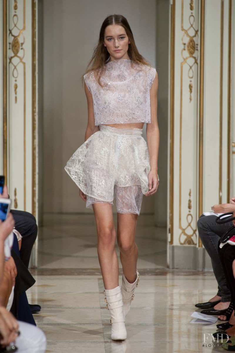 Joséphine Le Tutour featured in  the Francesco Scognamiglio fashion show for Spring/Summer 2014