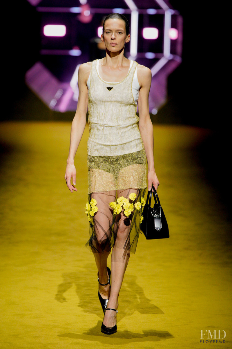 Elise Crombez featured in  the Prada fashion show for Autumn/Winter 2022