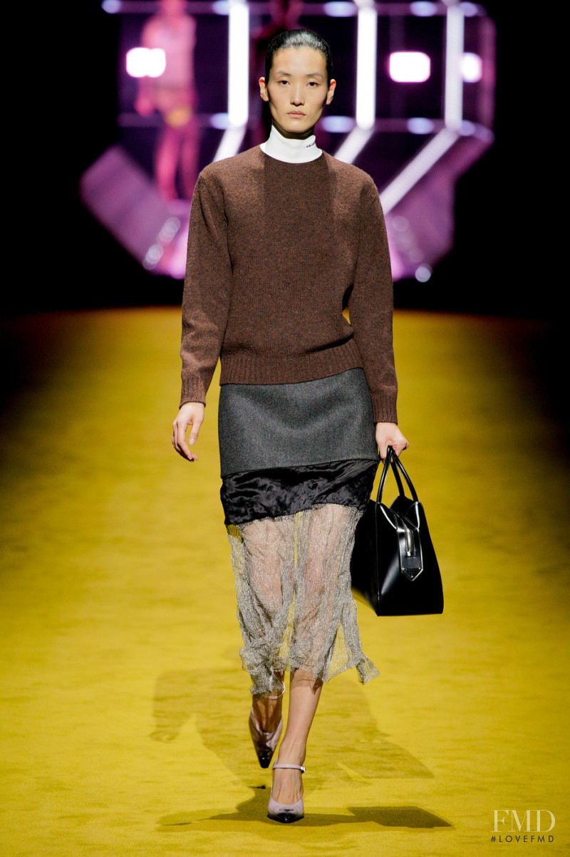 Lina Zhang featured in  the Prada fashion show for Autumn/Winter 2022