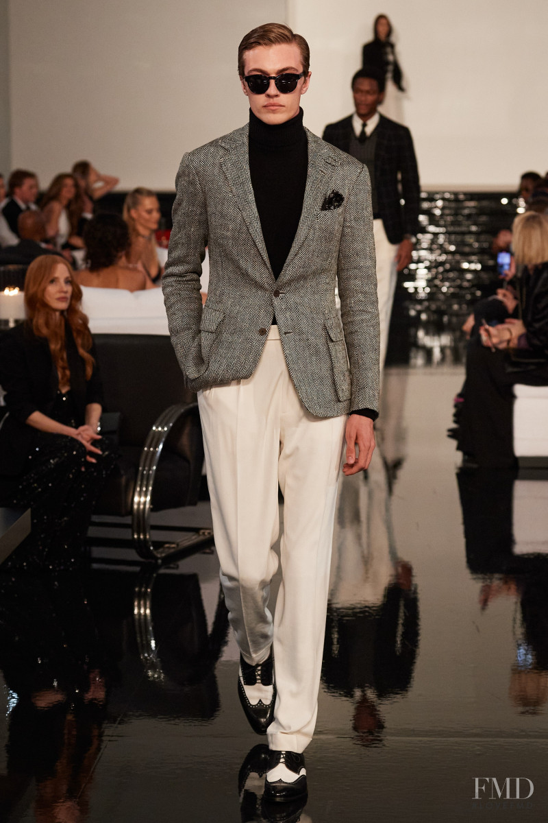 Lucky Blue Smith featured in  the Ralph Lauren fashion show for Autumn/Winter 2022