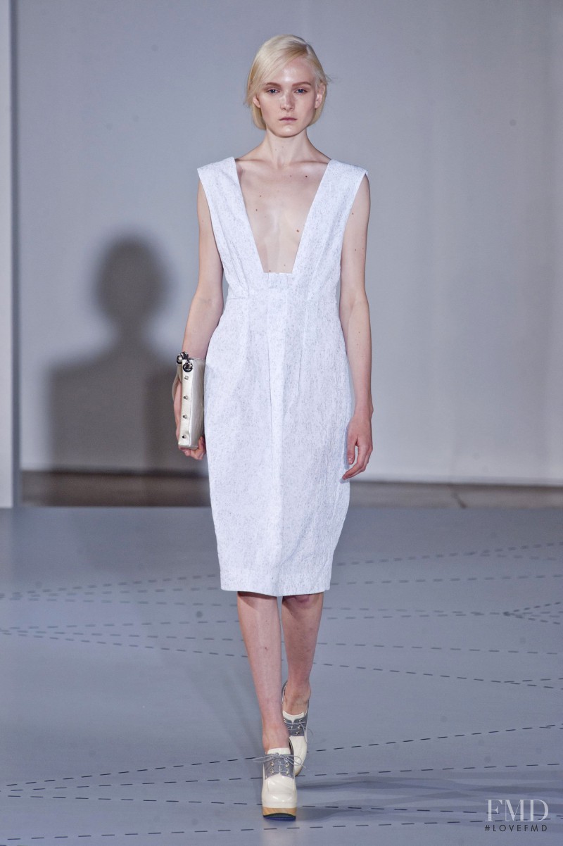 Maja Salamon featured in  the Jil Sander fashion show for Spring/Summer 2014