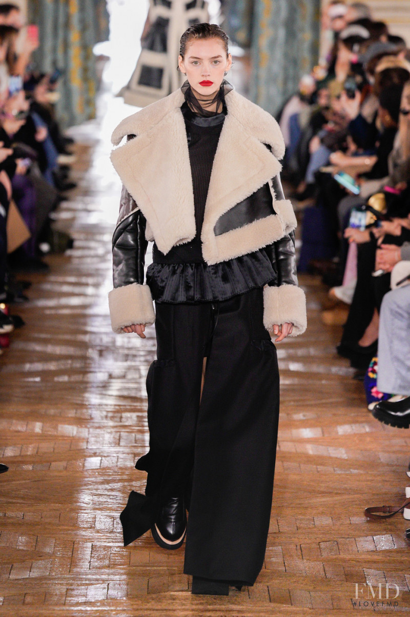 Greta Bultmann featured in  the Sacai fashion show for Autumn/Winter 2022
