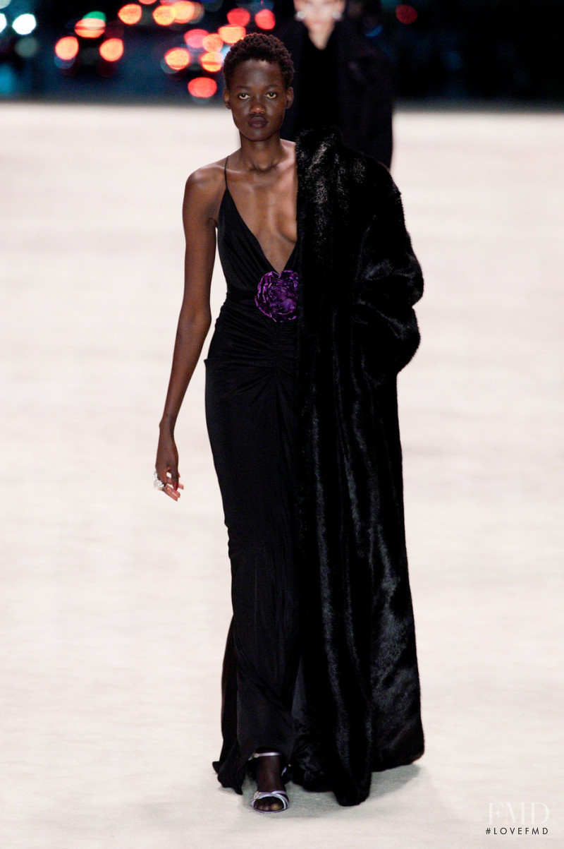 Caren Jepkemei featured in  the Saint Laurent fashion show for Autumn/Winter 2022