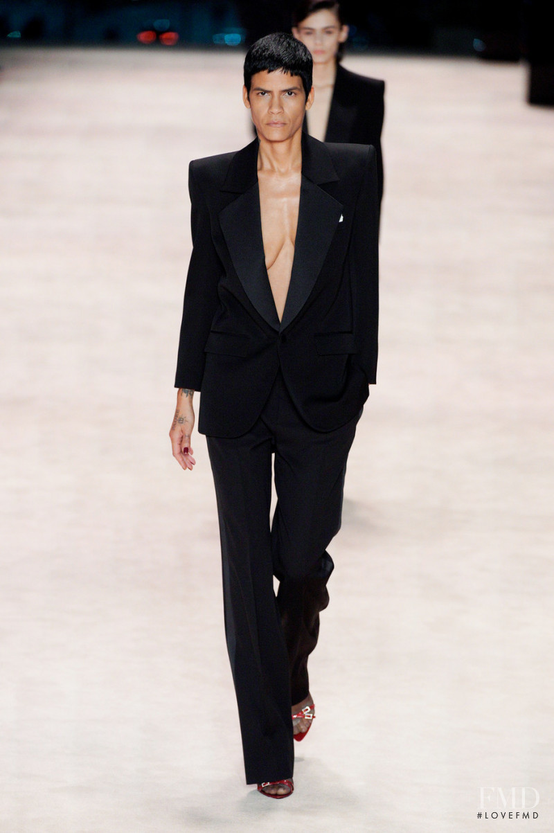 Omahyra Mota featured in  the Saint Laurent fashion show for Autumn/Winter 2022