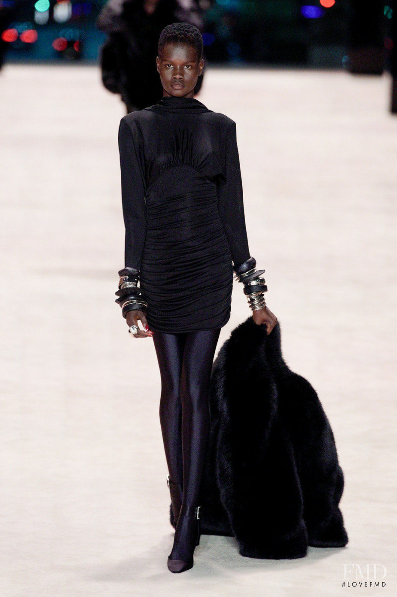 Mary Ukech featured in  the Saint Laurent fashion show for Autumn/Winter 2022