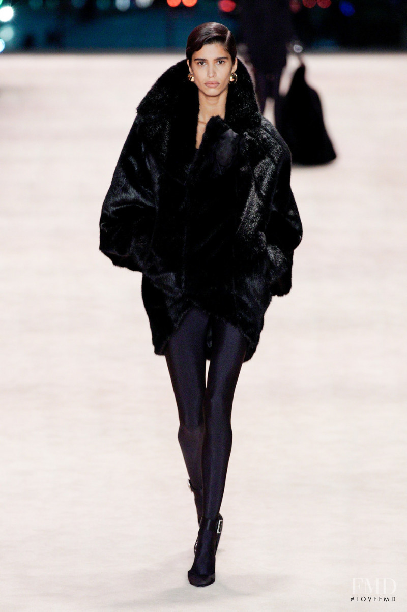 Mica Arganaraz featured in  the Saint Laurent fashion show for Autumn/Winter 2022