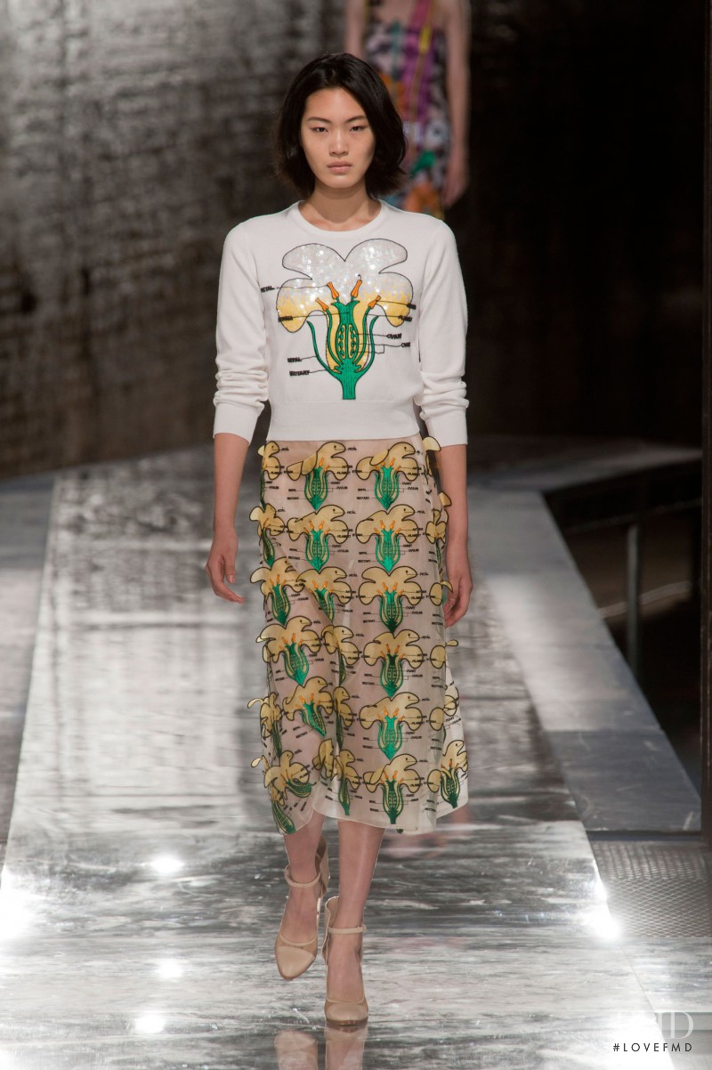 Chiharu Okunugi featured in  the Christopher Kane fashion show for Spring/Summer 2014