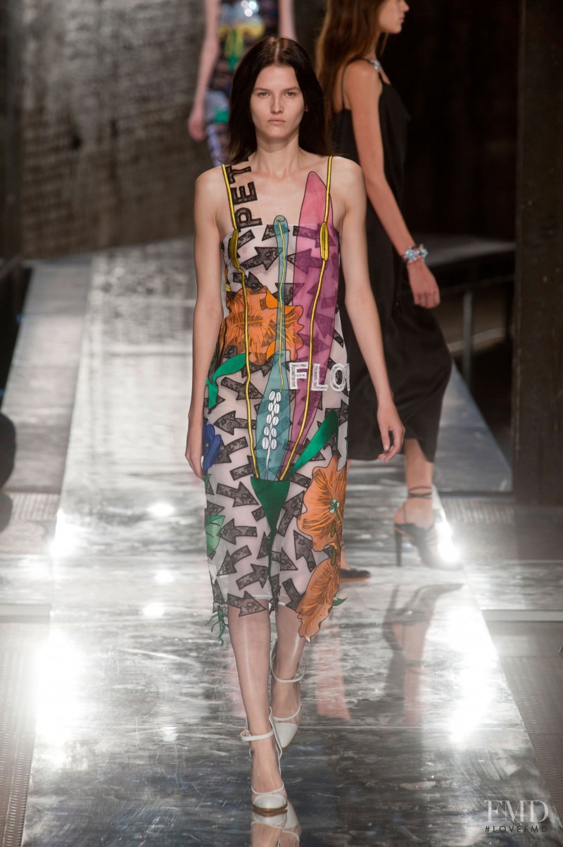 Katlin Aas featured in  the Christopher Kane fashion show for Spring/Summer 2014