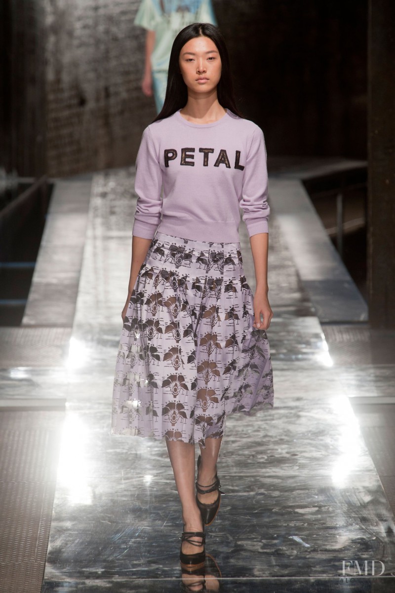 Tian Yi featured in  the Christopher Kane fashion show for Spring/Summer 2014