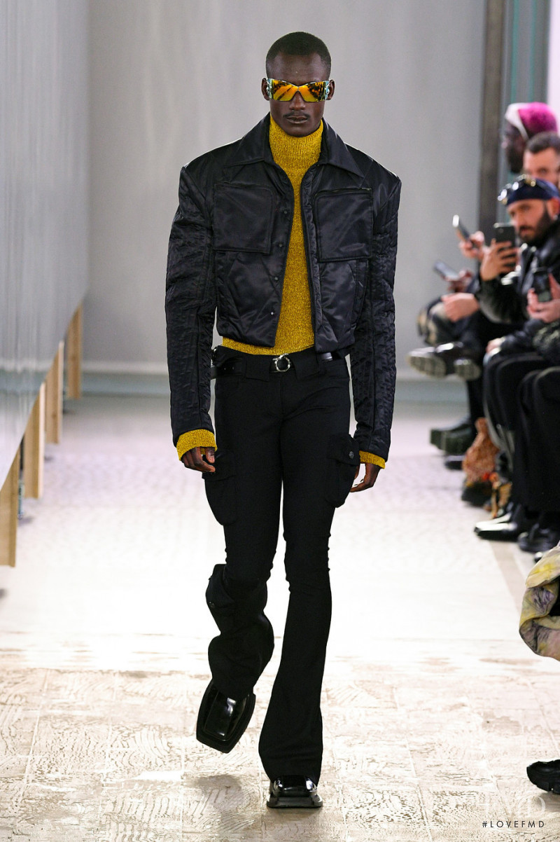 Mouhamed Ndiaye featured in  the Trussardi fashion show for Autumn/Winter 2022