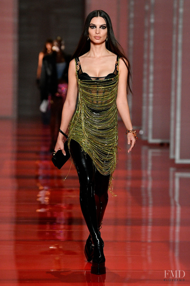 Emily Ratajkowski featured in  the Versace fashion show for Autumn/Winter 2022
