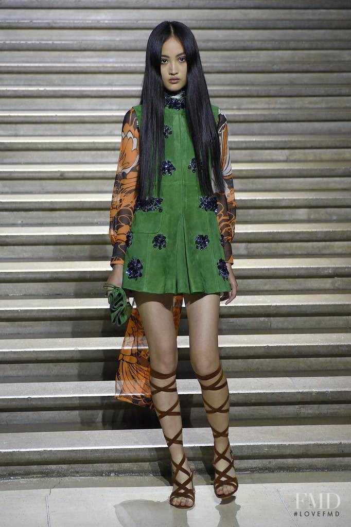 Jing Wen featured in  the Miu Miu fashion show for Resort 2015