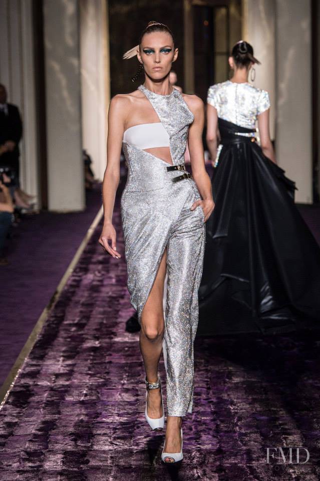 Anja Rubik featured in  the Atelier Versace fashion show for Autumn/Winter 2014