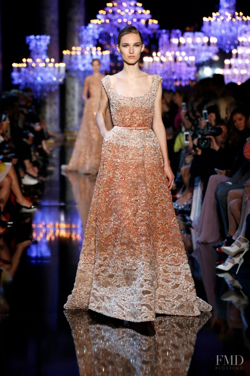 Manuela Frey featured in  the Elie Saab Couture fashion show for Autumn/Winter 2014