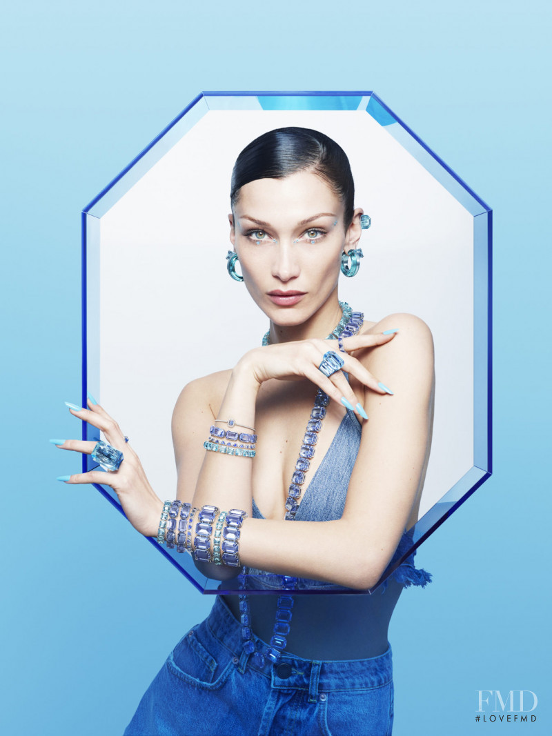 Bella Hadid featured in  the Swarovski advertisement for Spring/Summer 2022