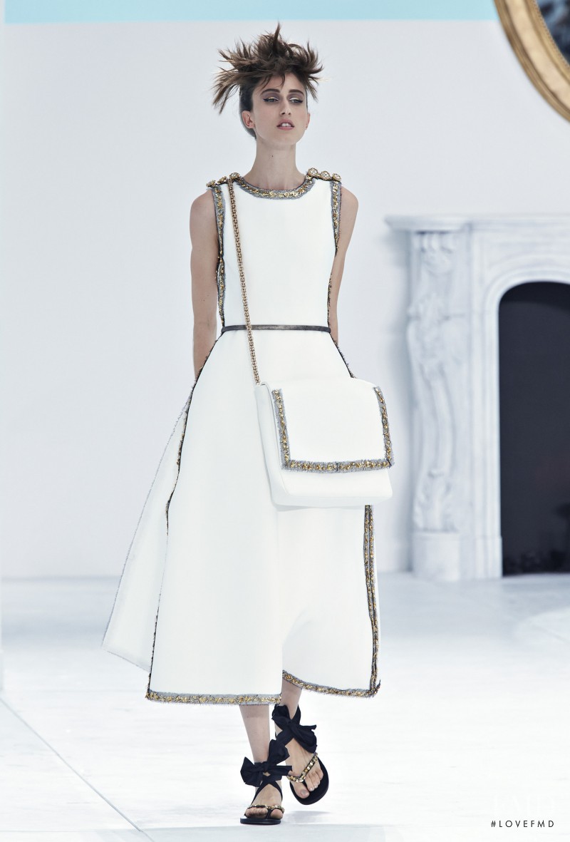 Anna Cleveland featured in  the Chanel Haute Couture fashion show for Autumn/Winter 2014