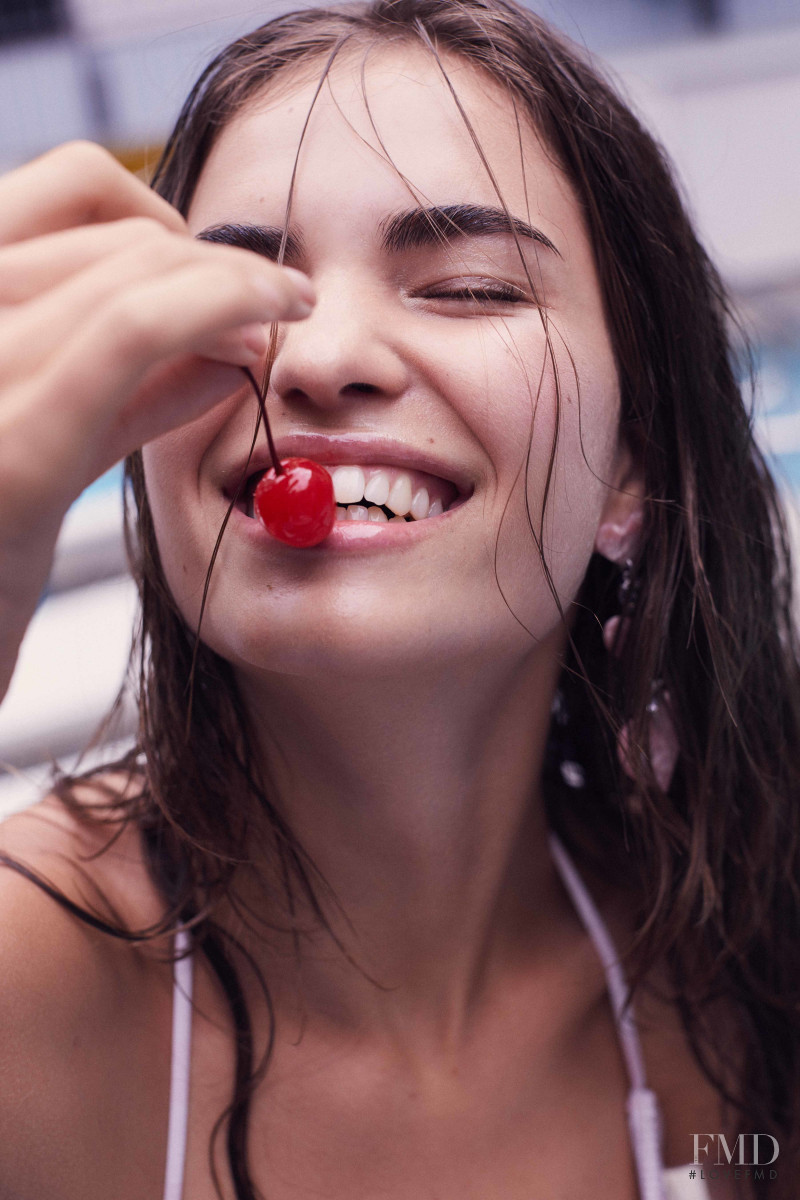 Robin Holzken featured in  the For Love & Lemons Swim lookbook for Summer 2018