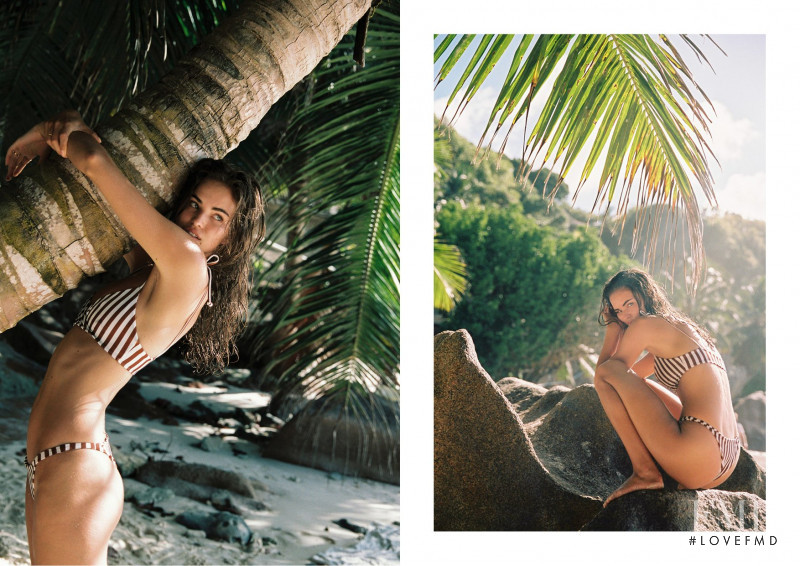 Robin Holzken featured in  the Faithfull The Brand Seychelles lookbook for Pre-Fall 2017