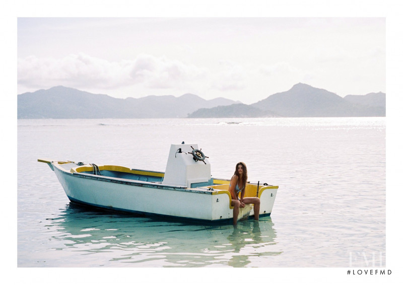 Robin Holzken featured in  the Faithfull The Brand Seychelles lookbook for Pre-Fall 2017