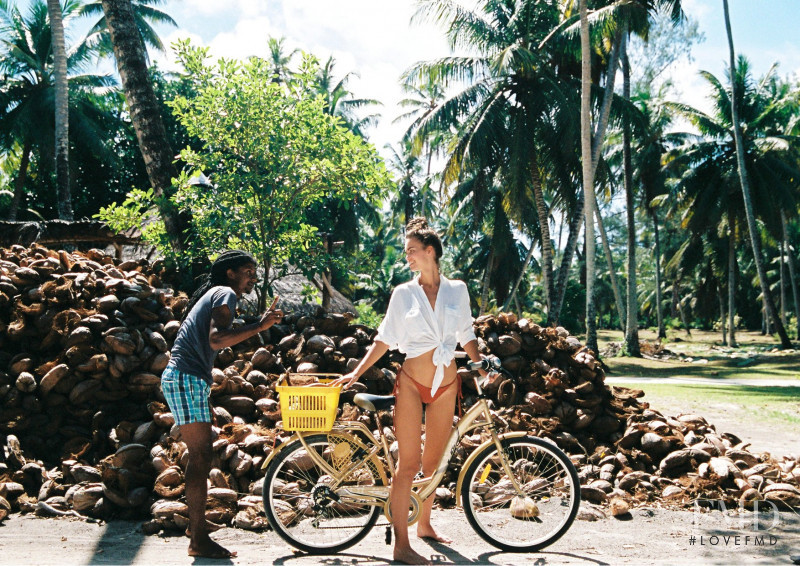 Robin Holzken featured in  the Faithfull The Brand Seychelles lookbook for Pre-Fall 2017