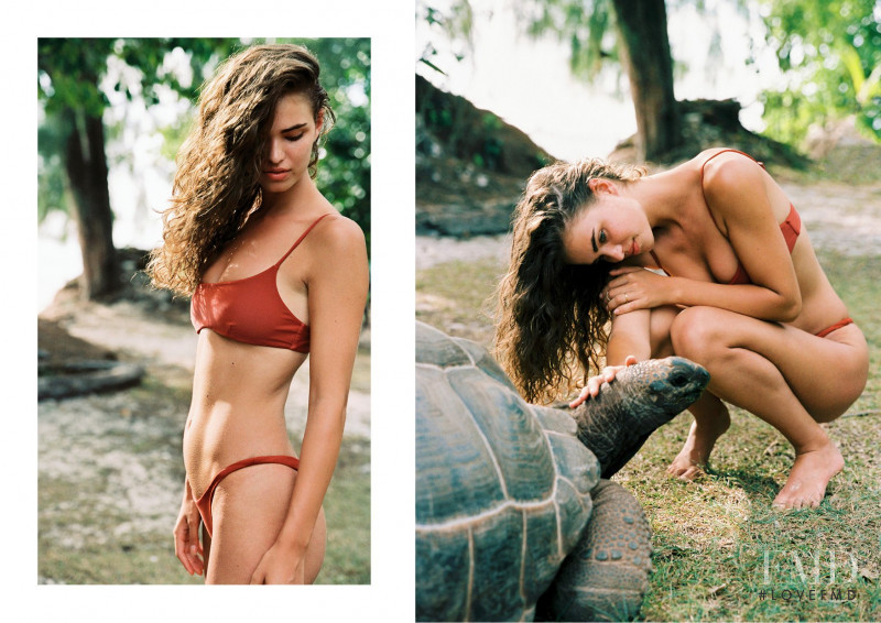 Robin Holzken featured in  the Faithfull The Brand Seychelles lookbook for Pre-Fall 2017