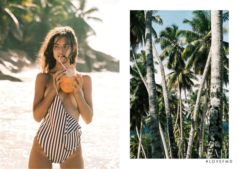 Robin Holzken featured in  the Faithfull The Brand Seychelles lookbook for Pre-Fall 2017