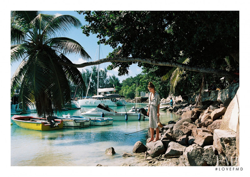 Robin Holzken featured in  the Faithfull The Brand Seychelles lookbook for Pre-Fall 2017