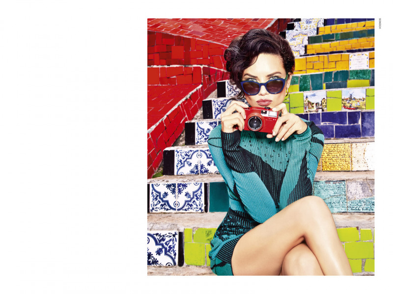 Adriana Lima featured in  the Vogue Eyewear advertisement for Autumn/Winter 2015