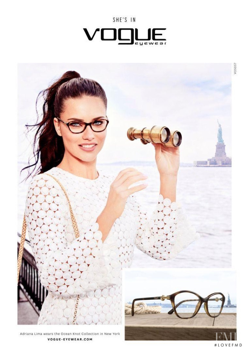 Adriana Lima featured in  the Vogue Eyewear advertisement for Autumn/Winter 2016