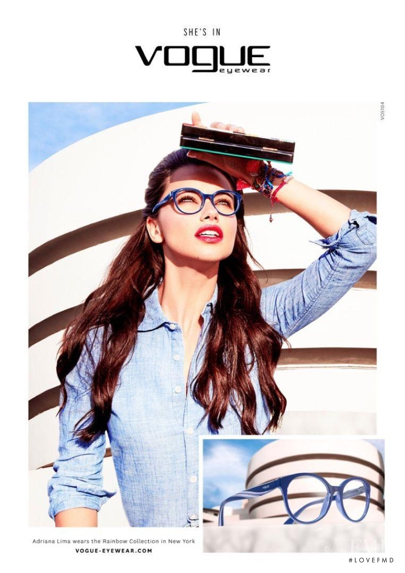 Adriana Lima featured in  the Vogue Eyewear advertisement for Autumn/Winter 2016